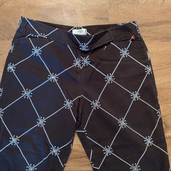 GAP Capris Cropped Pants Black White Diamond Sz 6 - Picture 3 of 8